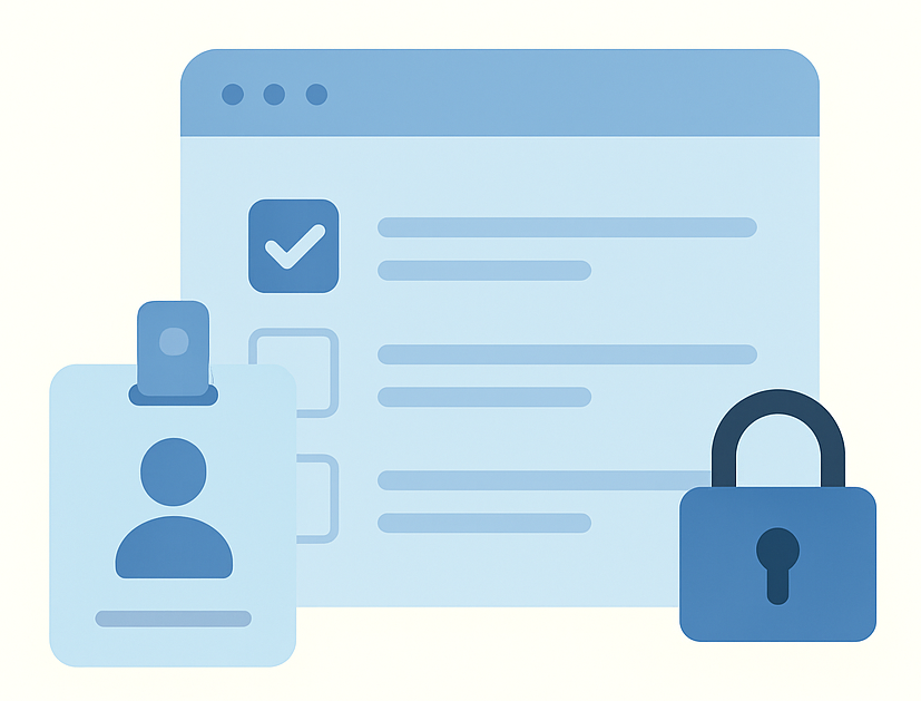 Interface de controle de permissões e perfis de acesso.